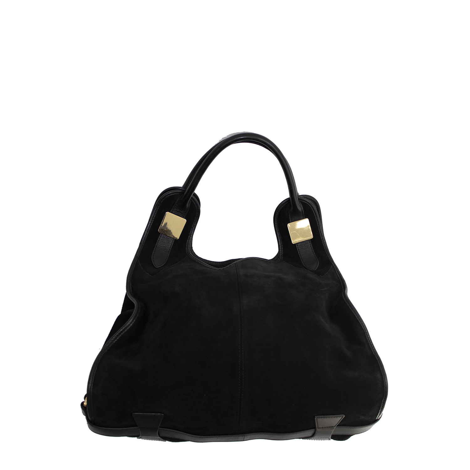 MCM Tracy Shoulder Bag in Linen Leather Mix Black LINEN AND LEATHER TRIM